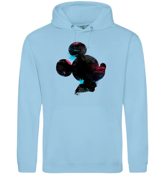 Чоловіча толстовка (худі) Міккі Маус силует фарби Блакитний фото