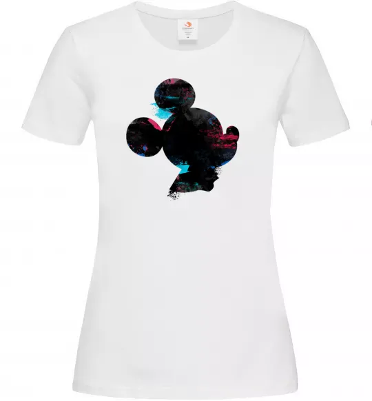 Женская футболка Міккі Маус силует фарби Белый фото