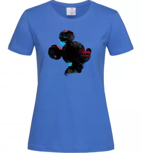 Женская футболка Міккі Маус силует фарби Ярко-синий фото