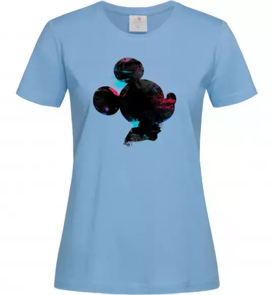 Женская футболка Міккі Маус силует фарби Голубой фото