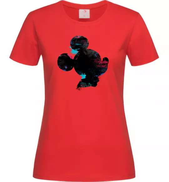 Женская футболка Міккі Маус силует фарби Красный фото