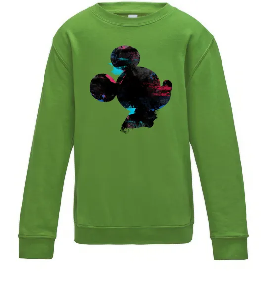 Детский Свитшот Міккі Маус силует фарби Лаймовый фото