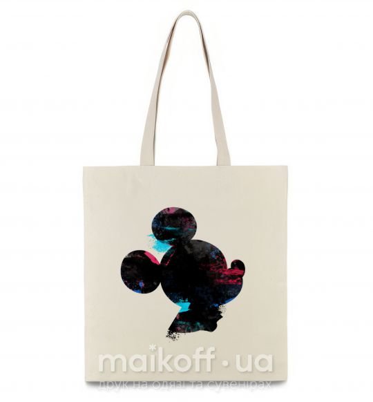 Еко-сумка Микки маус силует краски Бежевий фото