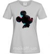 Женская футболка Микки маус силует краски Серый фото