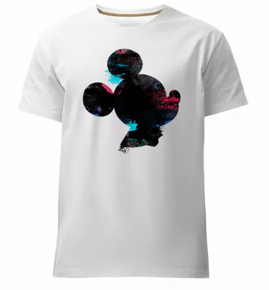 Чоловіча преміум футболка Міккі Маус силует фарби Білий фото