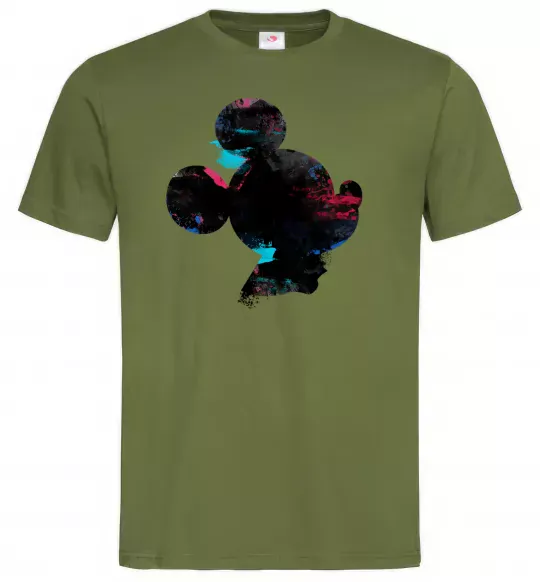 Чоловіча футболка Міккі Маус силует фарби Оливковий фото