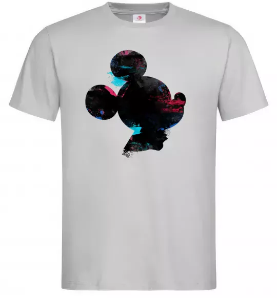 Чоловіча футболка Міккі Маус силует фарби Сірий фото