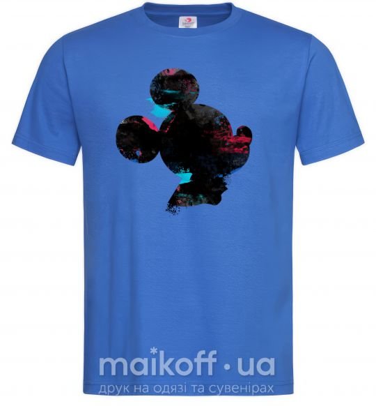 Чоловіча футболка Микки маус силует краски Яскраво-синій фото
