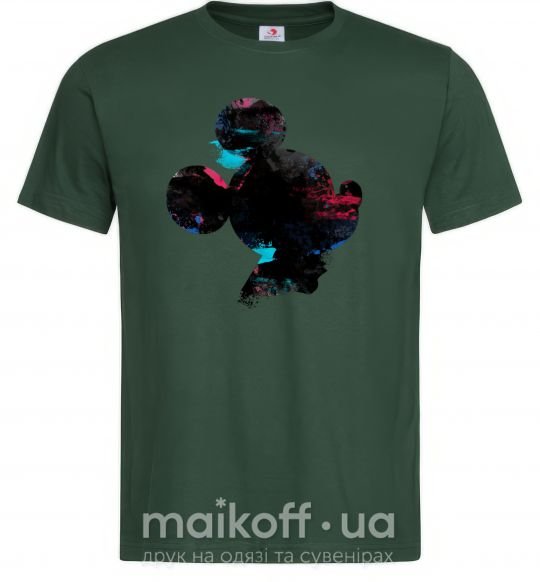 Мужская футболка Микки маус силует краски Темно-зеленый фото