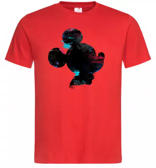 Чоловіча футболка Міккі Маус силует фарби Червоний фото