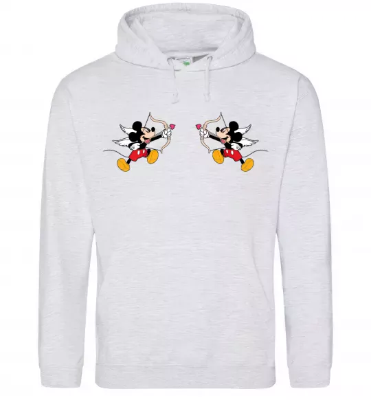 Мужская толстовка (худи) Міккі маус купідон Серый меланж фото