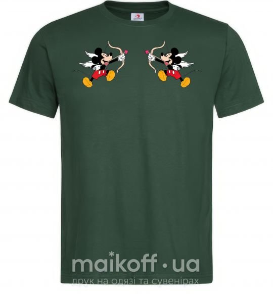Мужская футболка Микки маус купидон Темно-зеленый фото