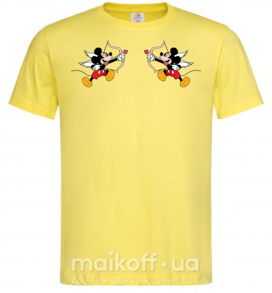 Мужская футболка Микки маус купидон Лимонный фото