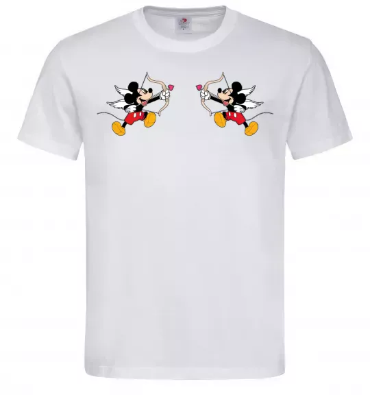Чоловіча футболка Міккі маус купідон Білий фото