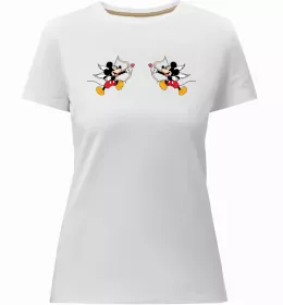 Женская премиум футболка Чорно-білий Міккі Белый фото