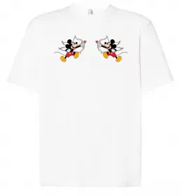 Футболка Оверсайз Чорно-білий Міккі Белый фото