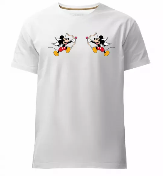 Мужская премиум футболка Міккі маус купідон Белый фото