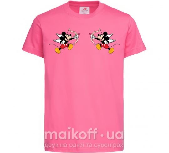 Детская футболка Микки маус купидон Ярко-розовый фото