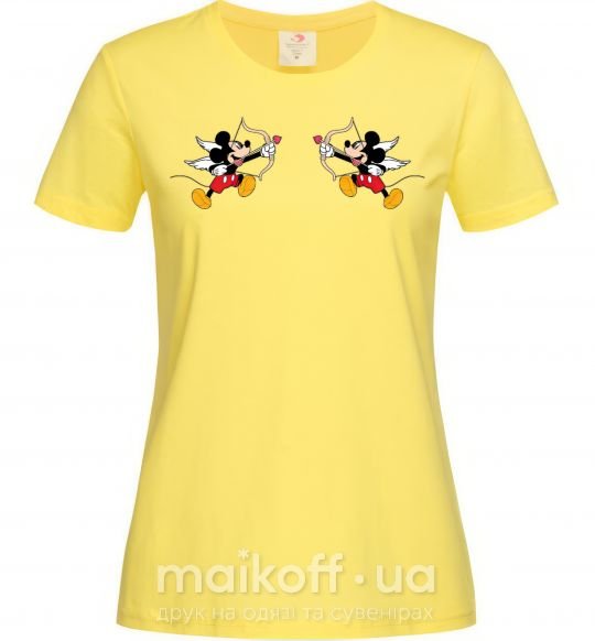 Женская футболка Микки маус купидон Лимонный фото