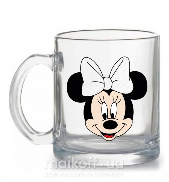 Чашка скляна Минни маус с бантом Прозорий фото