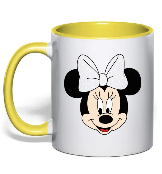 Чашка з кольоровою ручкою Минни маус с бантом Лимонний фото