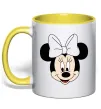 Чашка з кольоровою ручкою Минни маус с бантом Лимонний Чашка з кольоровою ручкою Минни маус с бантом Лимонний фото