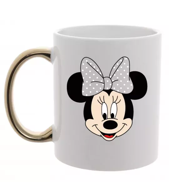 Чашка с цветной ручкой Минни маус с бантом Золото фото