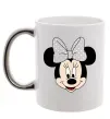 Чашка с цветной ручкой Минни маус с бантом Серебро фото