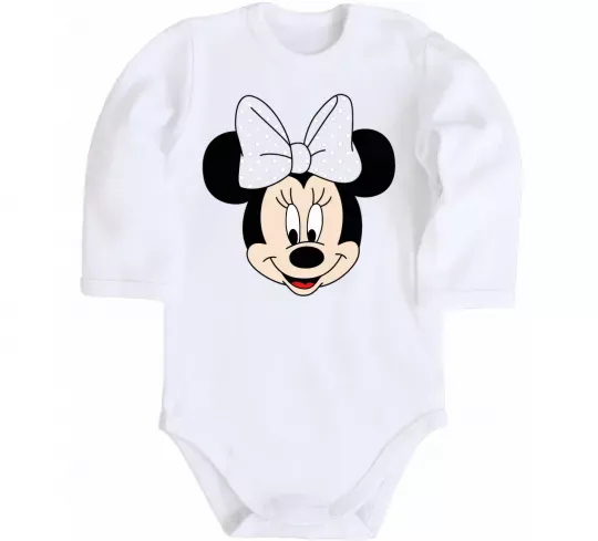 Детский боди Минни маус с бантом Белый фото
