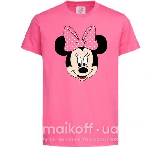 Детская футболка Минни маус с бантом Ярко-розовый фото