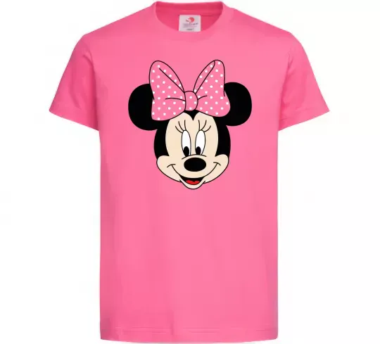 Дитяча футболка Минни маус с бантом Яскраво-рожевий фото
