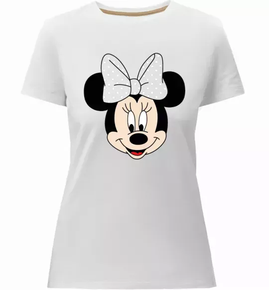 Жіноча преміум футболка Минни маус с бантом Білий фото