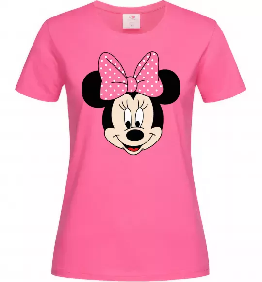 Жіноча футболка Минни маус с бантом Яскраво-рожевий фото