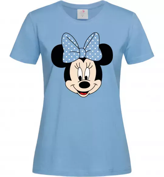 Жіноча футболка Минни маус с бантом Блакитний фото