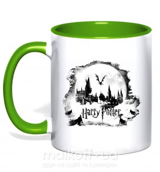 Чашка з кольоровою ручкою Harry Potter Hogwarts Зелений фото