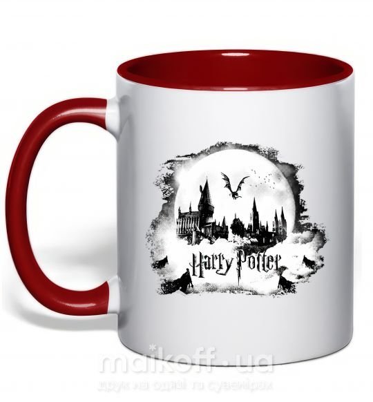 Чашка з кольоровою ручкою Harry Potter Hogwarts Червоний фото