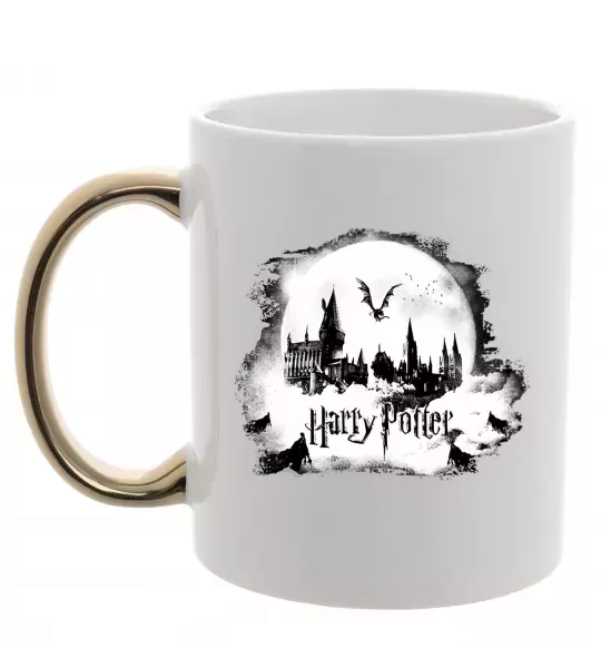 Чашка с цветной ручкой Harry Potter Hogwarts Золото фото