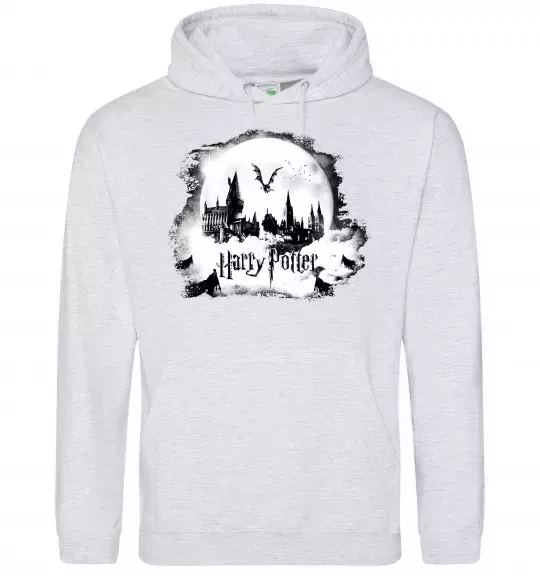 Чоловіча толстовка (худі) Harry Potter Hogwarts Сірий меланж фото