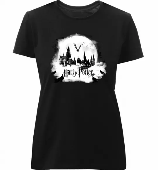 Жіноча преміум футболка Harry Potter Hogwarts Чорний фото