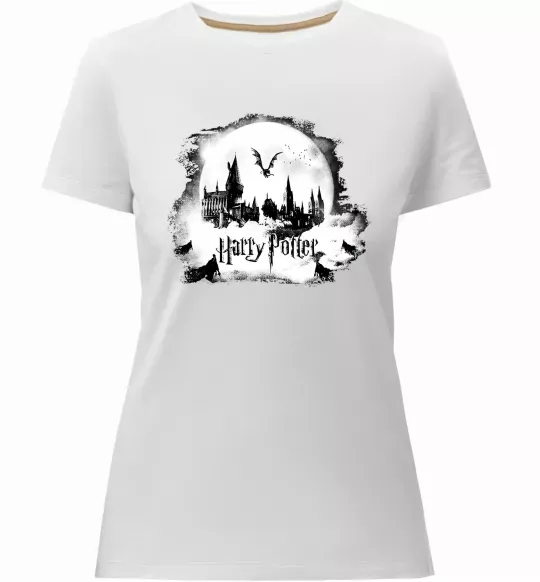 Жіноча преміум футболка Harry Potter Hogwarts Білий фото