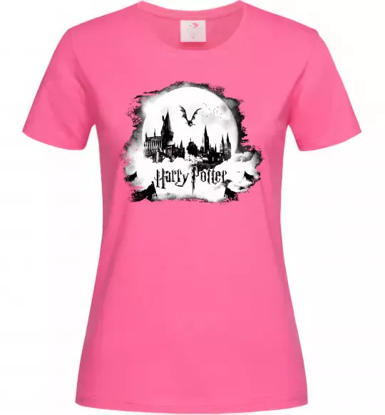 Жіноча футболка Harry Potter Hogwarts Яскраво-рожевий фото