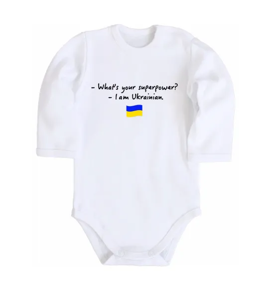 Детский боди Superpower Ukrainian Белый фото