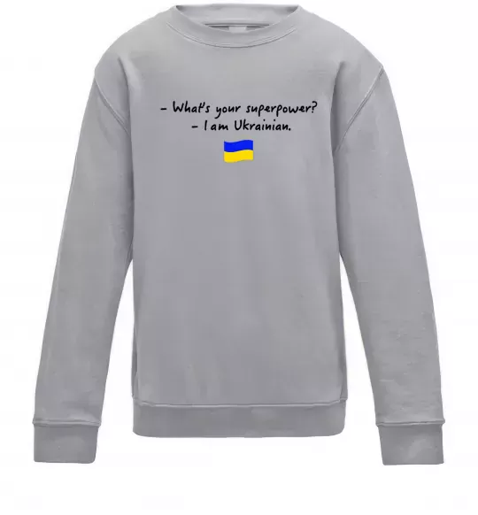 Детский Свитшот Superpower Ukrainian Серый меланж фото