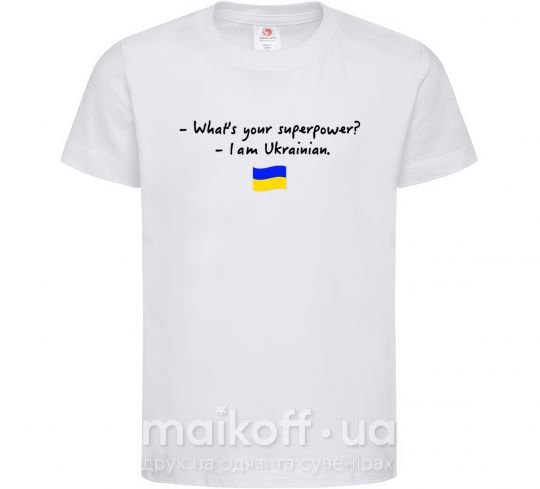 Дитяча футболка Superpower Ukrainian Білий фото