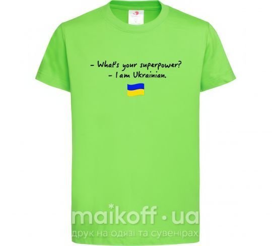 Детская футболка Superpower Ukrainian Лаймовый фото