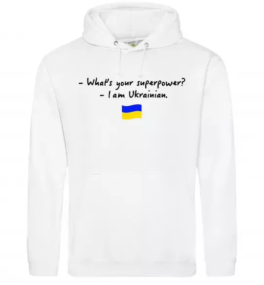 Чоловіча толстовка (худі) Superpower Ukrainian Білий фото