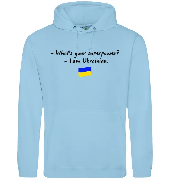 Чоловіча толстовка (худі) Superpower Ukrainian Блакитний фото