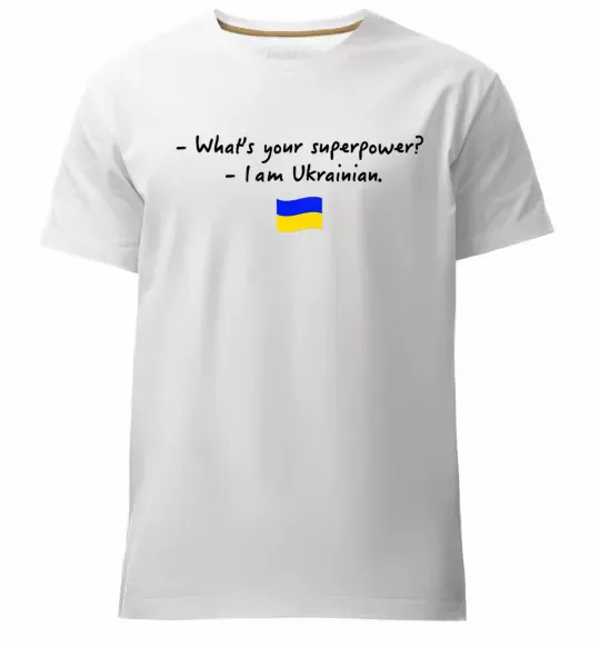 Мужская премиум футболка Superpower Ukrainian Белый фото