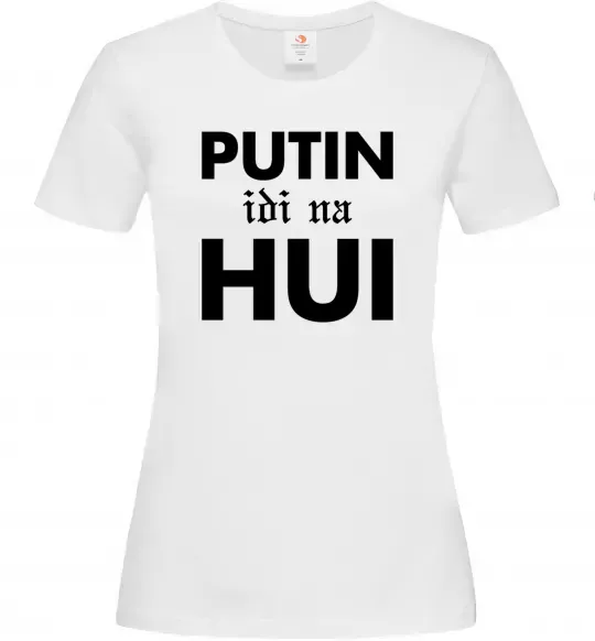 Женская футболка Putin idi na hui Белый фото