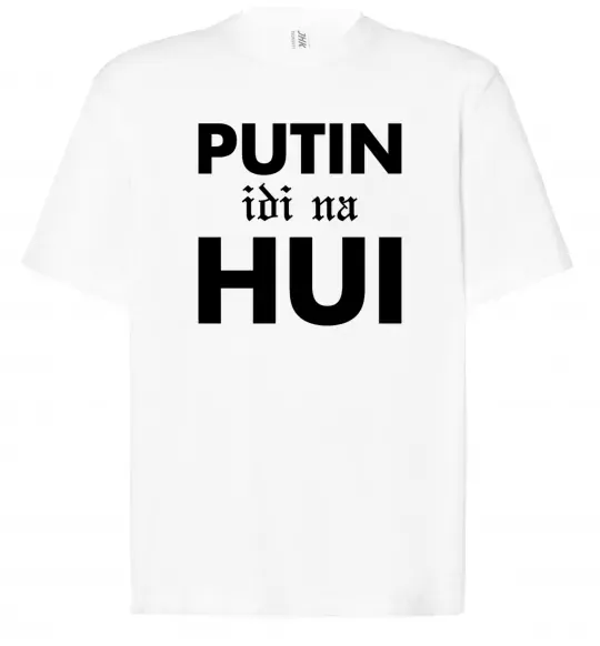 Футболка Оверсайз Putin idi na hui Белый фото